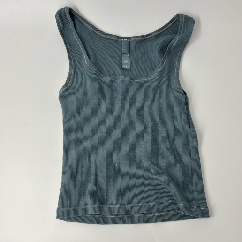 SKIMS Blue Ribbed Tank Top